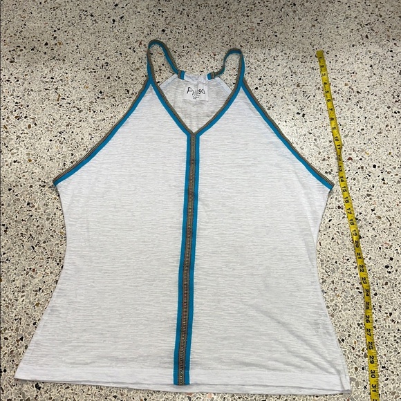 Pitusa Peru white mini swim coverup blue trim standard one size O/S dress - Picture 4 of 8